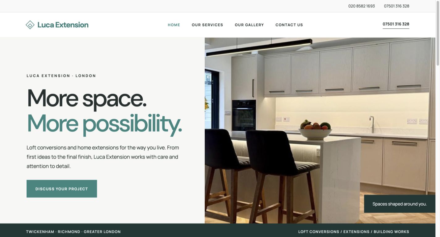 Luca Extension new homepage